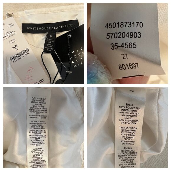 NWT White House Black Market 8 White Lace Slip Dress Wedding Fairy Festival $180 - Picture 12 of 16